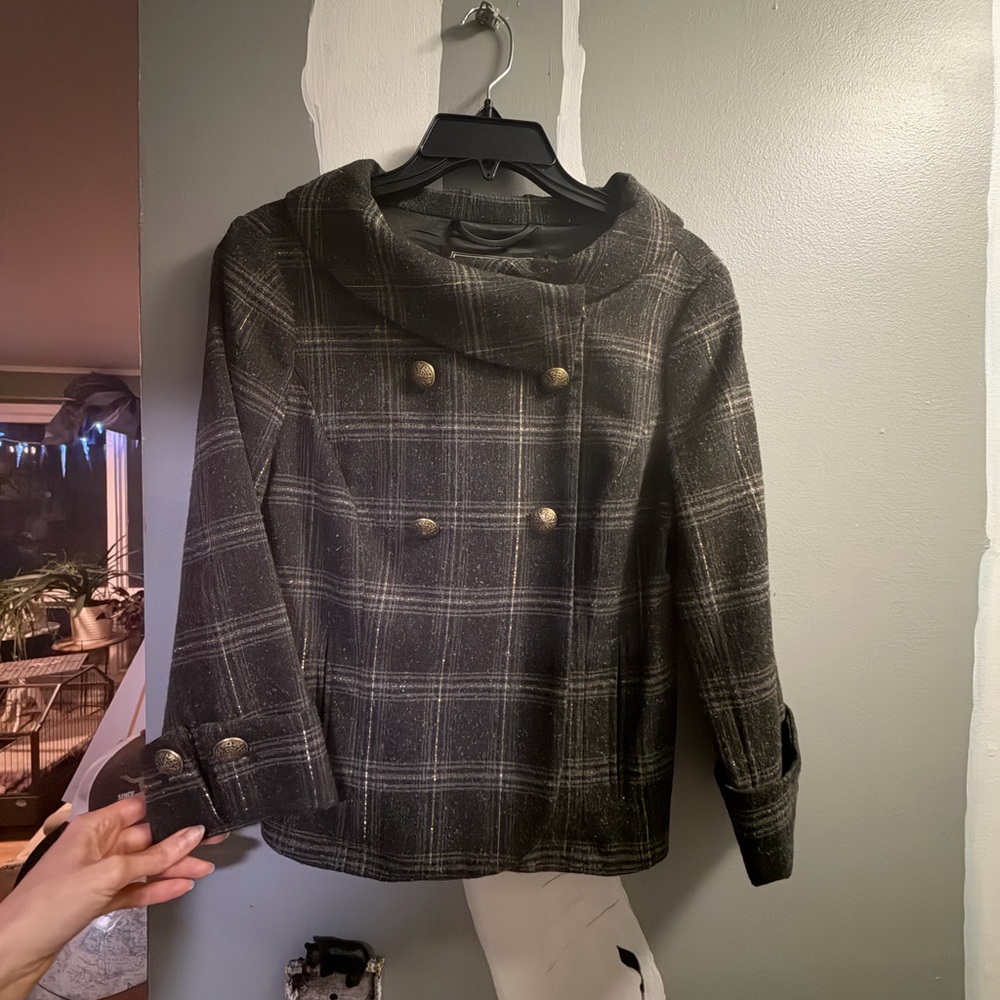 Guess Plaid Double-Breasted Women's Jacket